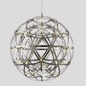 Lámpara colgante de acero inoxidable color plateado Geo 1000