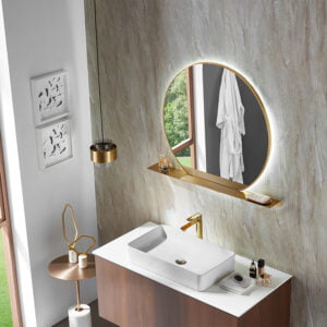 Espejo LED circular con marco y repisa Silhouette