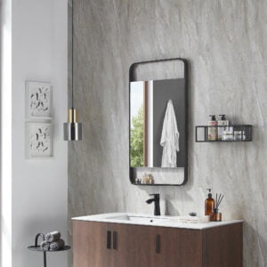 Espejo LED rectangular con marco metálico Loft Black