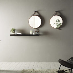 Espejo circular colgante con marco de madera Eco Brown