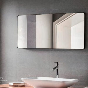 Espejo rectangular con marco de aluminio negro Romo